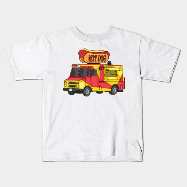 Hot dog food truck cartoon illustration Kids T-Shirt by Cartoons of fun